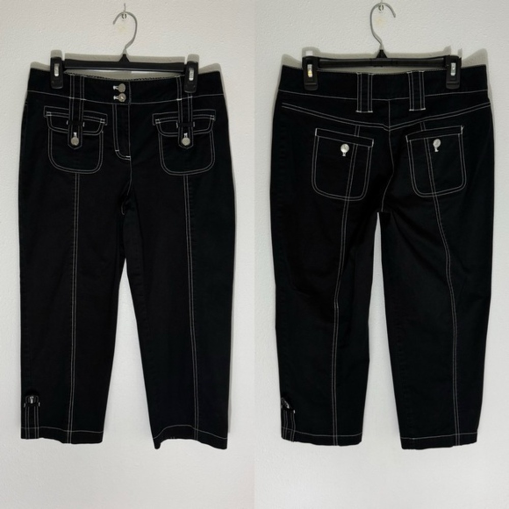 Eric black with white stitching cropped cargo pants size 8